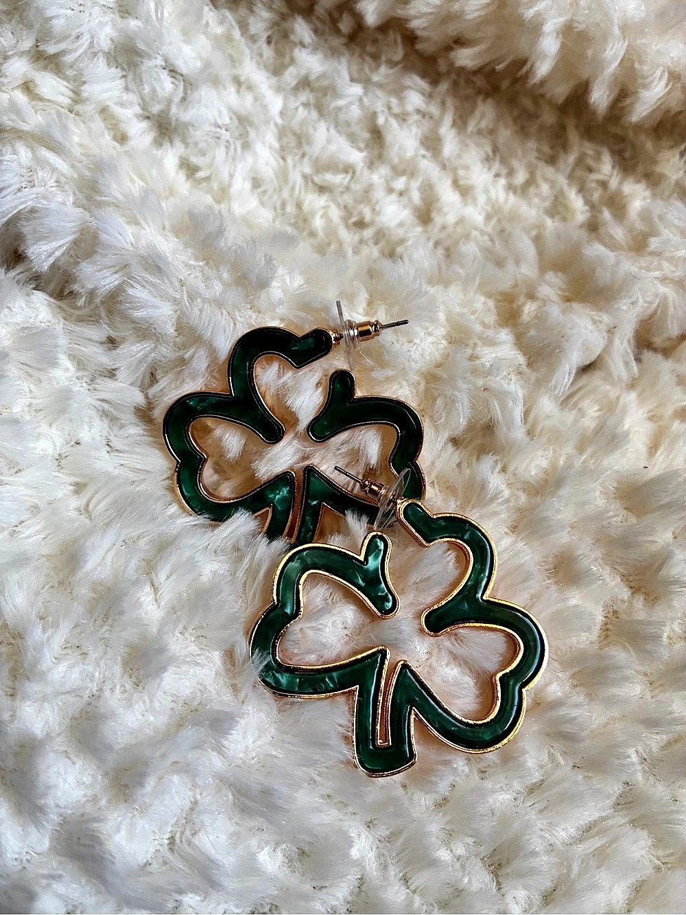Green Clover Drop Earrings Like New